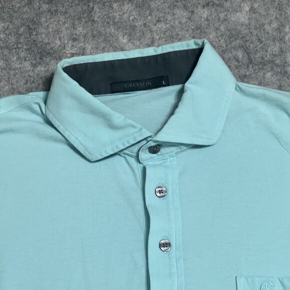 Greyson Golf Polo Shirt Men’s Large Blue Spirit Cattail Stretch - Picture 8 of 13